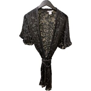 NYTEEZ Robe Silk Blend Black Velvet Burnout OSFM